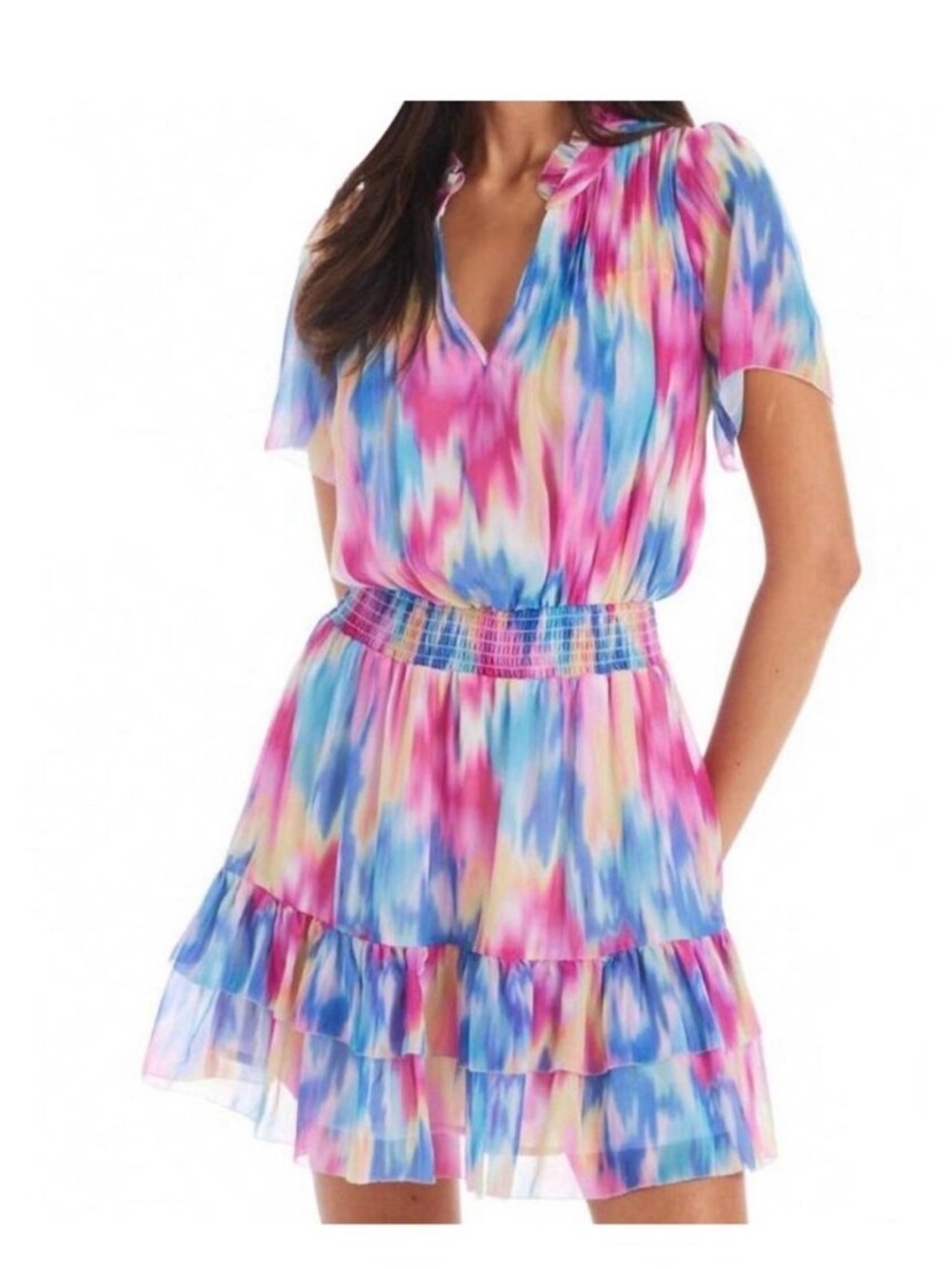 Allison New York brand Clara Mini Dress in Rainbow Haze Colors